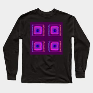 Purple Neon Glitch Squares Long Sleeve T-Shirt